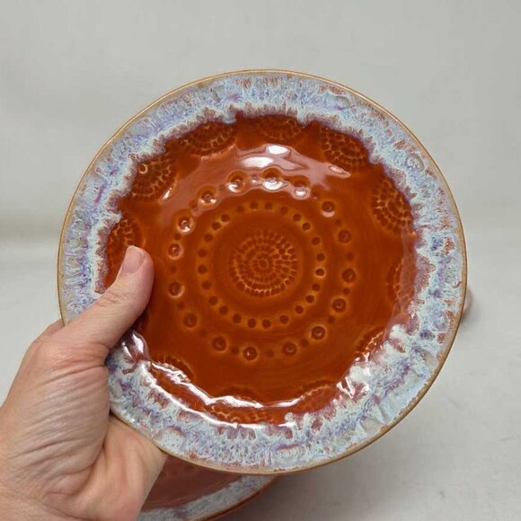 New Set of 4 Anthropologie Old Havana Bread Plates in Spice Red made in Portugal - Picture 7 of 8